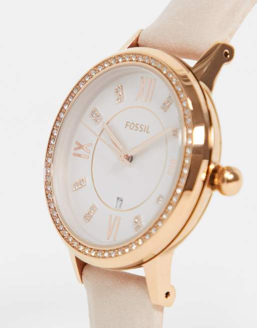 Fossil pink hot sale leather watch