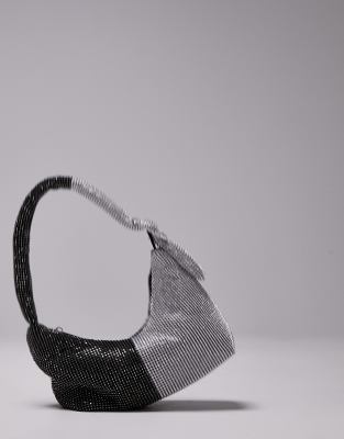 Topshop Two-tone Shoulder Bag In Black
