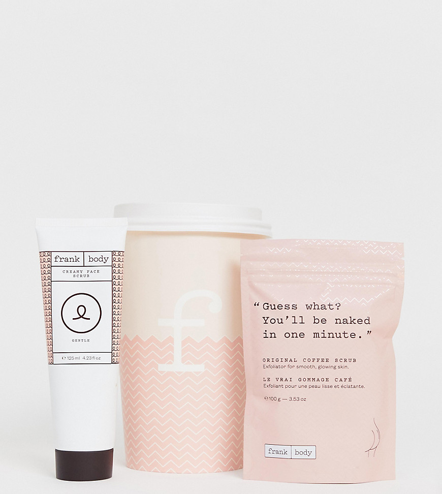 Frank Body Coffee Cup Babeachino – sæt med Original Coffee Scrub & Creamy Face Scrub-Ingen farve
