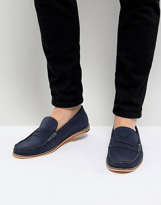 Frank Wright Loafers In Blue Suede | ASOS
