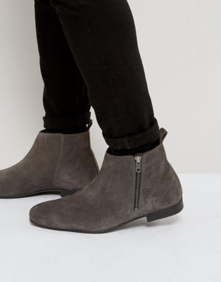 charcoal suede chelsea boots