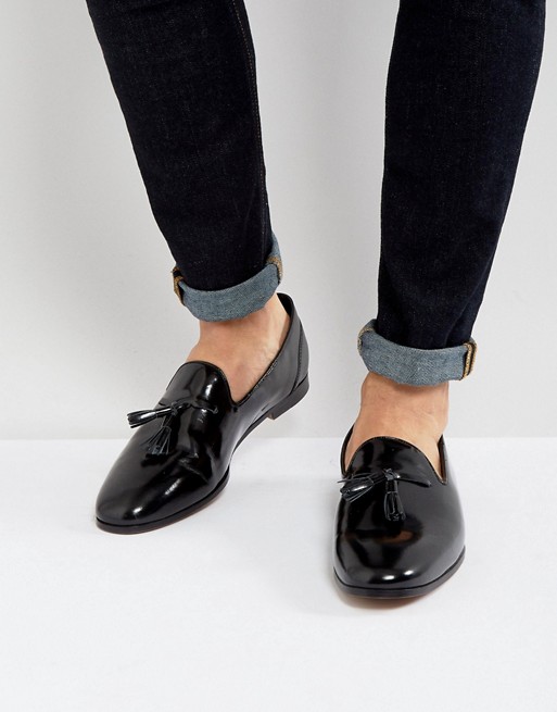 Frank Wright Tassel Loafers In Black Patent | ASOS
