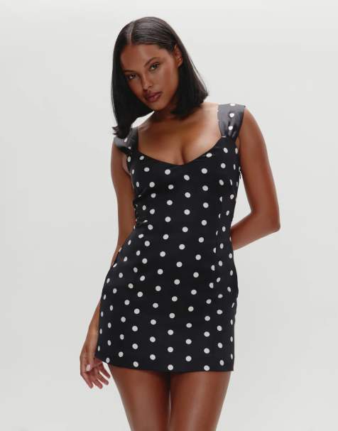 Frankies Bikinis Aurabella sateen mini dress in domino