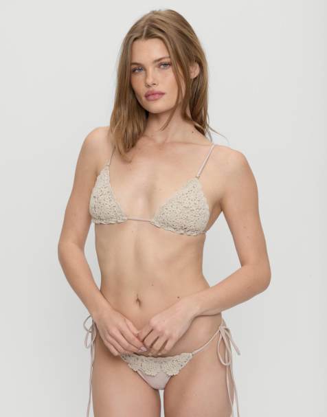 Frankies Bikinis Elena crochet bikini top in birthday suit