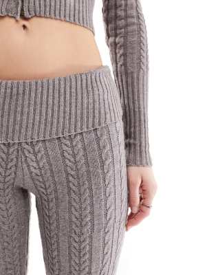 Frankies Bikinis Fleur cable knit pant in dark pearl