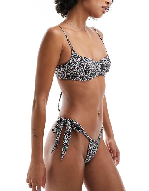 Frankies Bikinis kealy floral ditsy tieside bikini bottom in summer nights