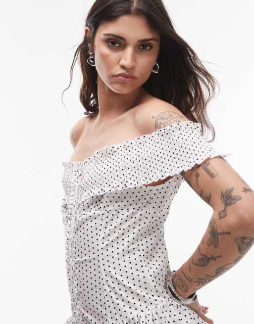 off the shoulder white lace mini dress Pixi Off-Shoulder Lace-Up Back Mini Dress White