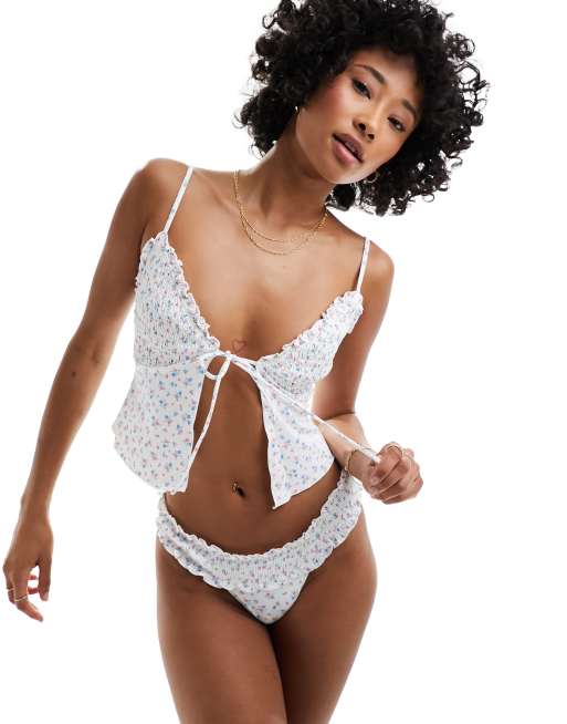 Frankies Bikinis penelope bikini top in sweet meadow. 


