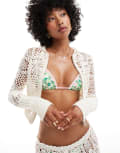 [Frankies Bikinis] Frankies Bikinis Premium crochet hoodie in white 8 White