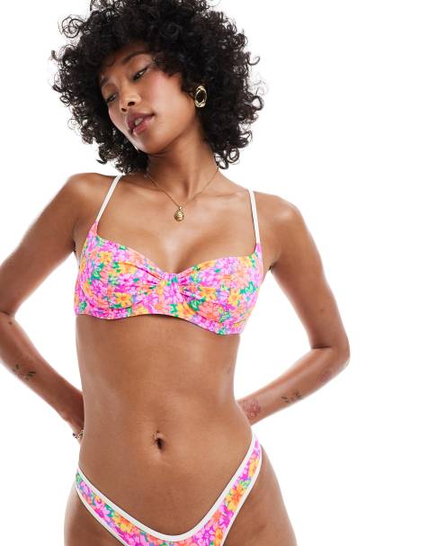 Frankies Bikinis Premium dean bikini top in daisy pond - view 1