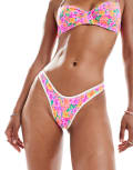 [Frankies Bikinis] Frankies Bikinis Premium Full Moon bikini bottoms in daisy pond-Pink 6 Bright pink