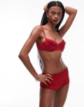 [Frankies Bikinis] Frankies Bikinis x Bella Hadid bikini bottom shorts in dark red L RED