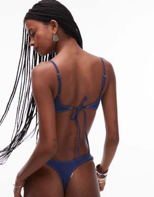 Frankies Bikinis x Bella Hadid – Bikini in Jeansblau mit Kontrastdesign - view 1