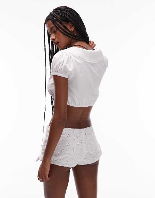 【COLOR iN ID】Bella See-Through Wrap Skirt Frankies Bikinis x Bella Hadid broderie wrap skirt in white