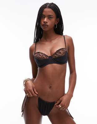 Frankies Bikinis X Bella Hadid - Haut de bikini à armature avec imprimé contrastant - Noir
