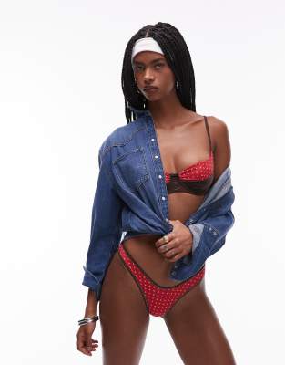 FRANKIES BIKINIS X BELLA HADID POLKA DOT CONTRAST UNDERWIRE BIKINI TOP 