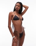 [Frankies Bikinis] Frankies Bikinis x Bella Hadid tie side bikini bottoms in black S BLACK