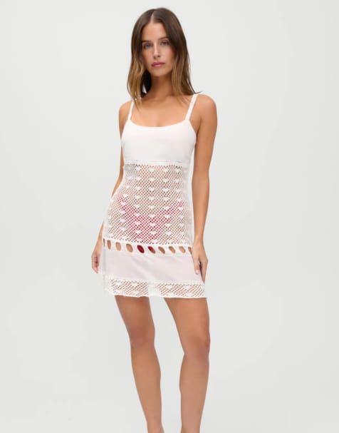 Frankies Bikinis X Jennie Kim - Gehaakte mini jurk in wit - view 1