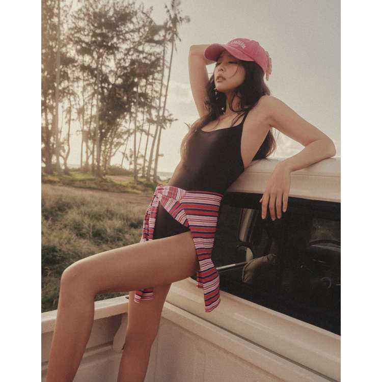 Frankies Bikinis x Jennie Kim long sleeve top in sunset stripe | ASOS