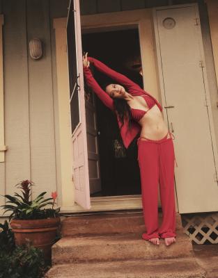 Frankies Bikinis X Jennie Kim Tieside Bikini Bottom In Red