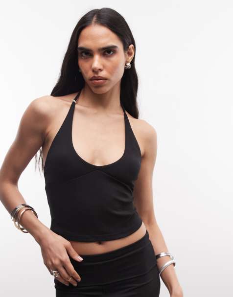 Frankies Bikinis X Jennie Kim - Top allacciato al collo nero - view 1