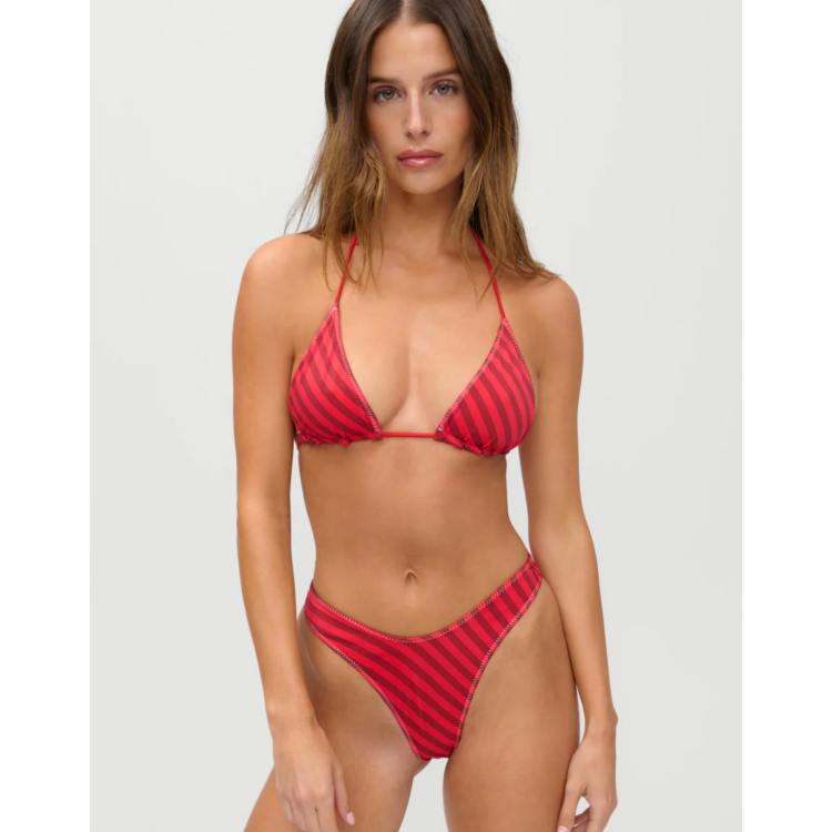 frankies bikinis red stripe dress Tulsa Halter Midi Dress