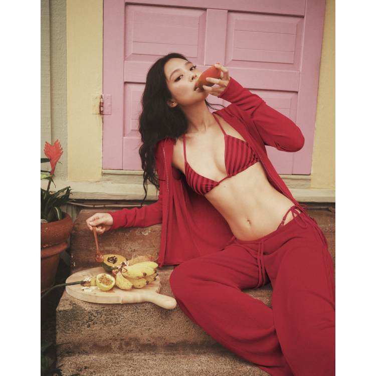 frankies bikinis red stripe dress Somer Midi Dress