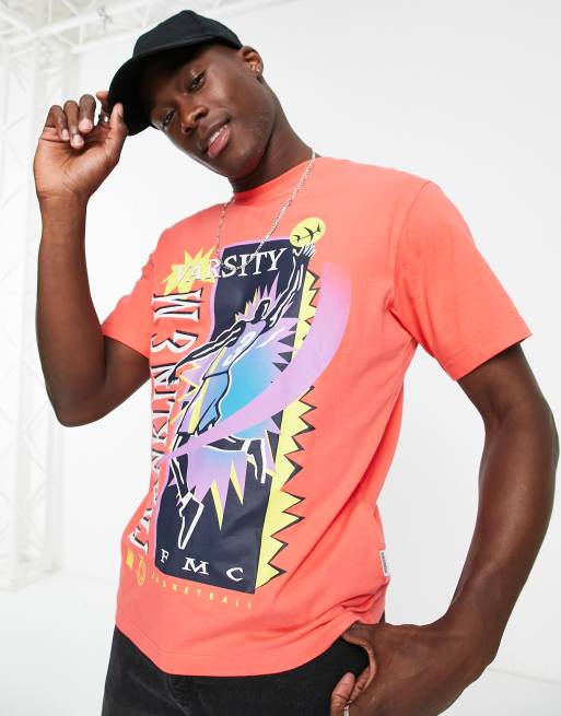 Franklin & Marshall – Czerwony T-shirt z nadrukiem