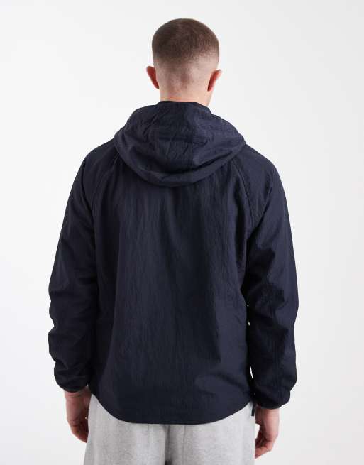 Fred Perry 1/4 zip ripstop logo hooded training jacket in navy | ASOS