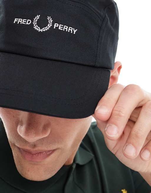Trilby Fred Perry Panel Caps FRED PERRY Panel Flp Twill Cap Black