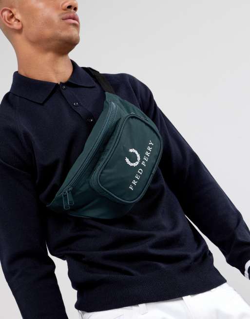 Fred Perry 90s logo fanny pack in dark green