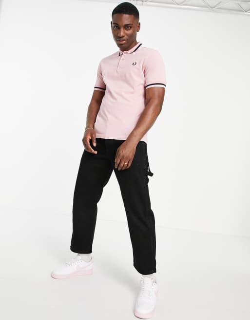 Fred Perry Abstract Polo met een gekleurd randje in roze ASOS