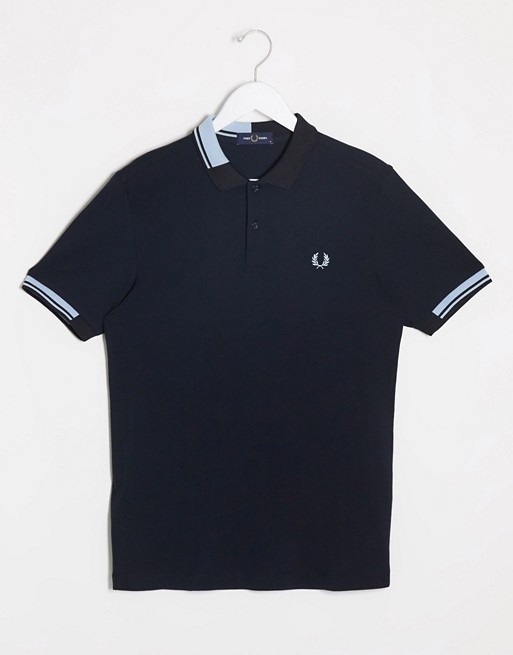 Fred Perry abstract tipped polo in black
