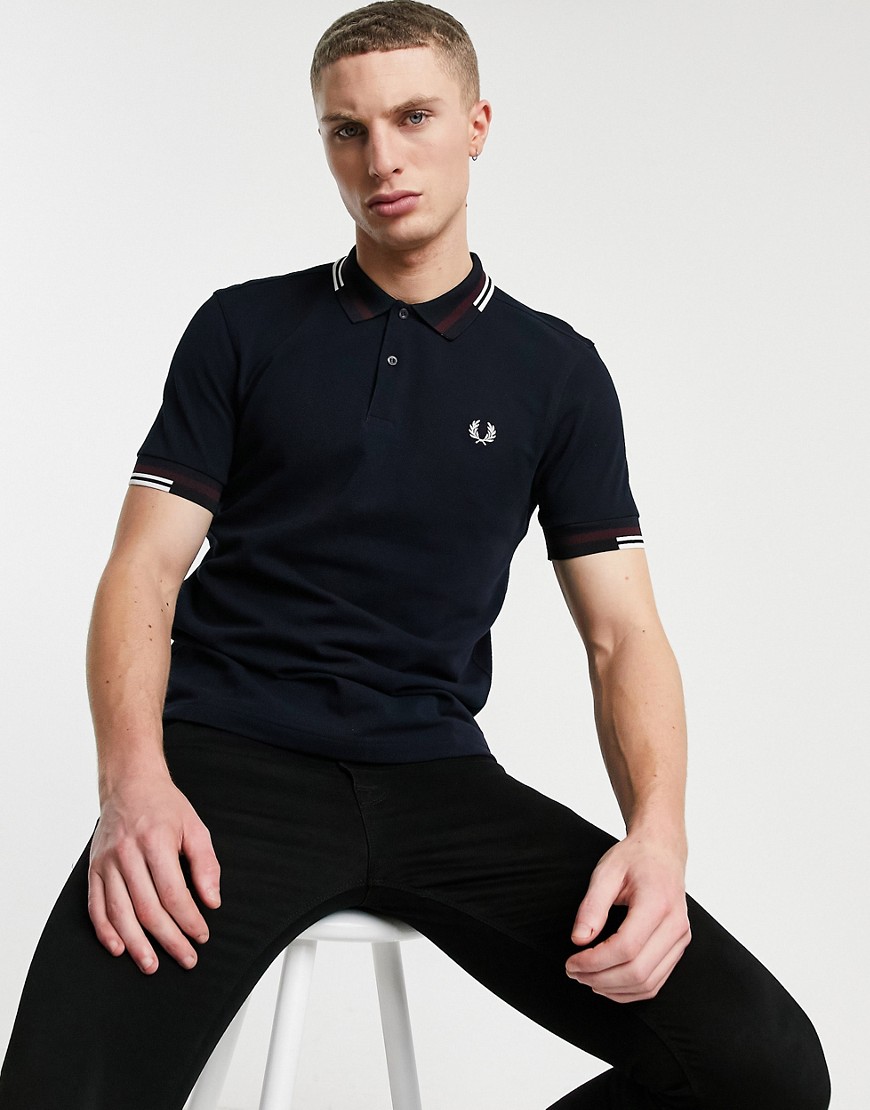 Fred Perry Abstract Tipped Polo Shirt M1618 In Navy