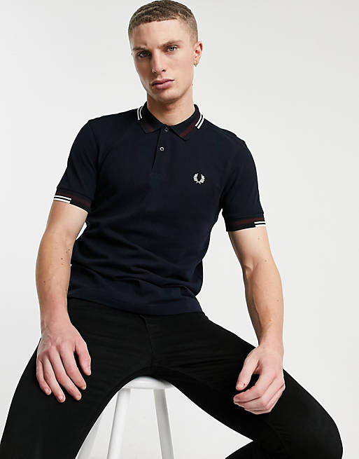 Heiligdom Beurs Informeer Fred Perry abstract tipped polo in navy | ASOS