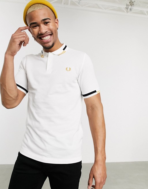 Fred Perry abstract tipped polo shirt in white