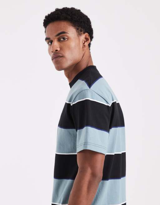 Fred Perry - Afslappet T-shirt med sorte/blå striber, 4 af 5