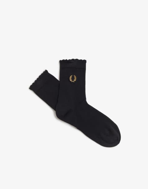 Fred Perry Amy lettuce edge sock in black - view 1