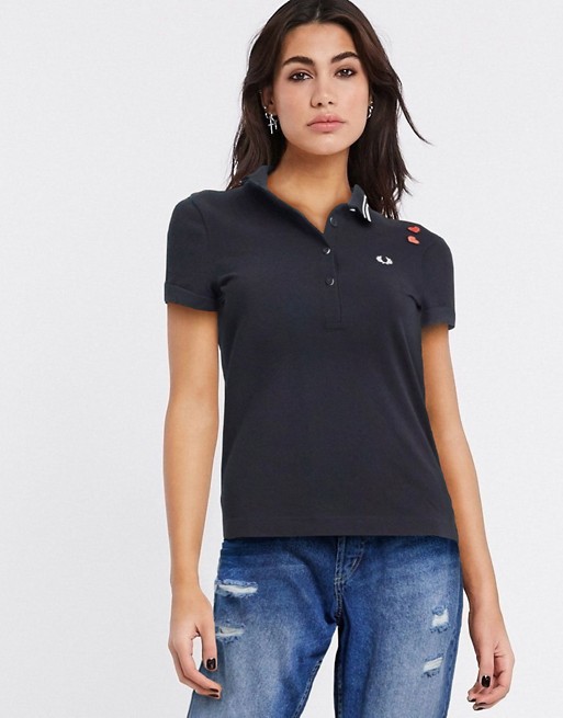 Fred Perry Amy shirt with heart detail in black