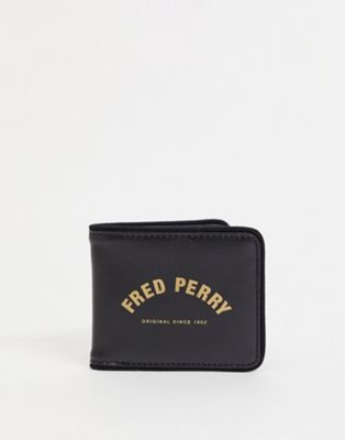 Fred Perry arch branded billfold wallet in black