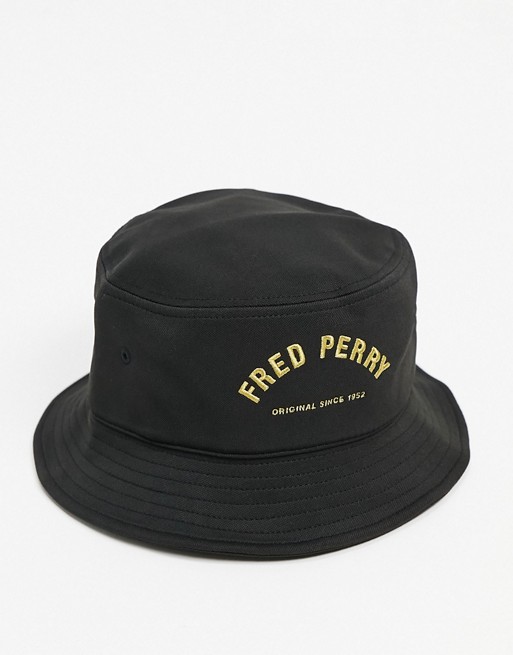 Fred Perry arch branded bucket hat in black