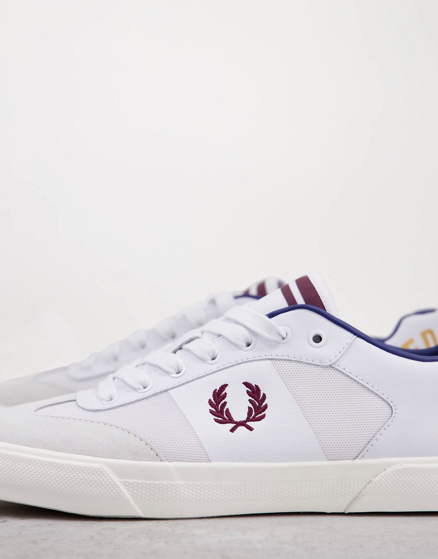 Fred Perry arch branded leather sneakers in white