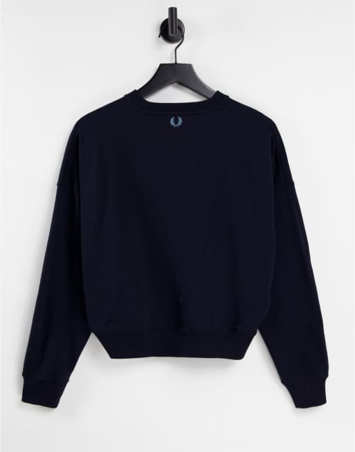 Fred Perry arch branded sweatshirt in navy ASOS