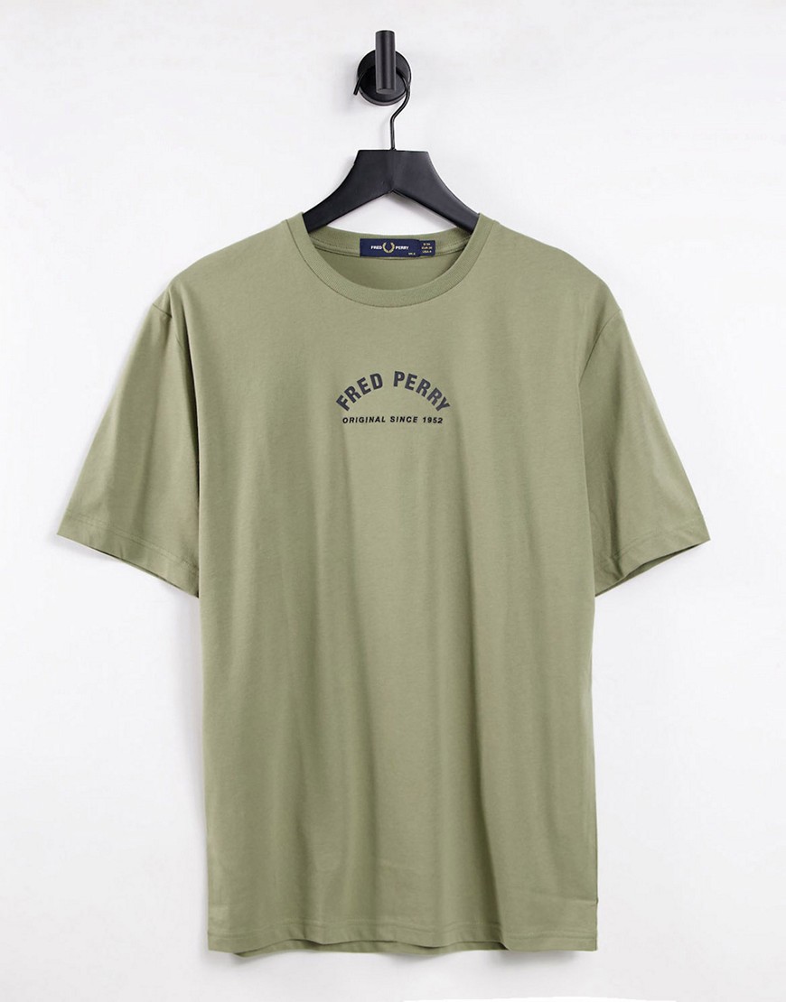 Fred Perry arch chest logo t-shirt in sage-Green