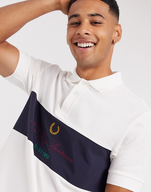 Fred Perry archive branding polo in white