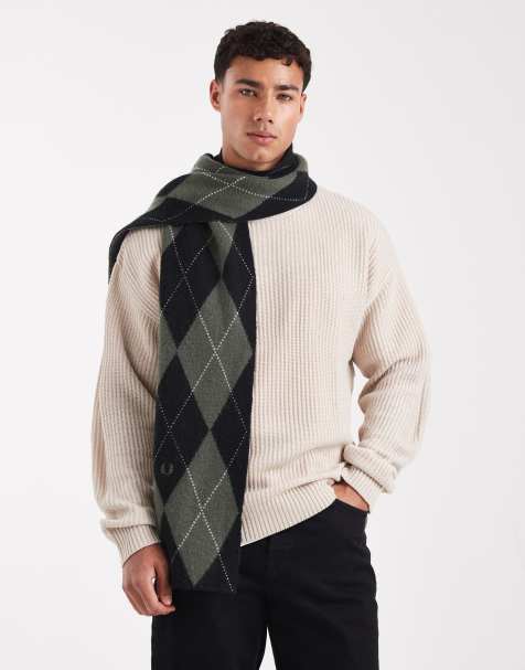 Fred Perry argyle scarf in green and black - view 1