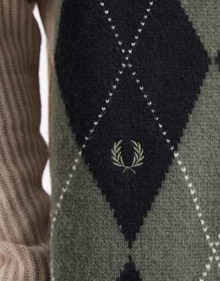 Fred Perry Argyle Scarf In Gray