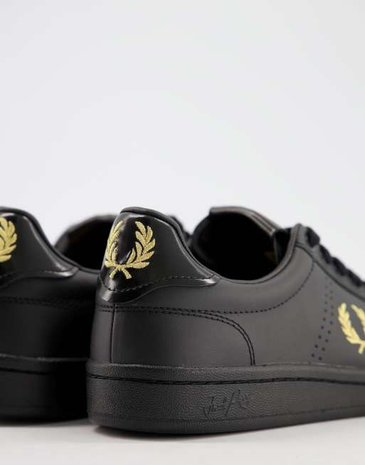 Fred Perry B1251 leather sneakers in black gold