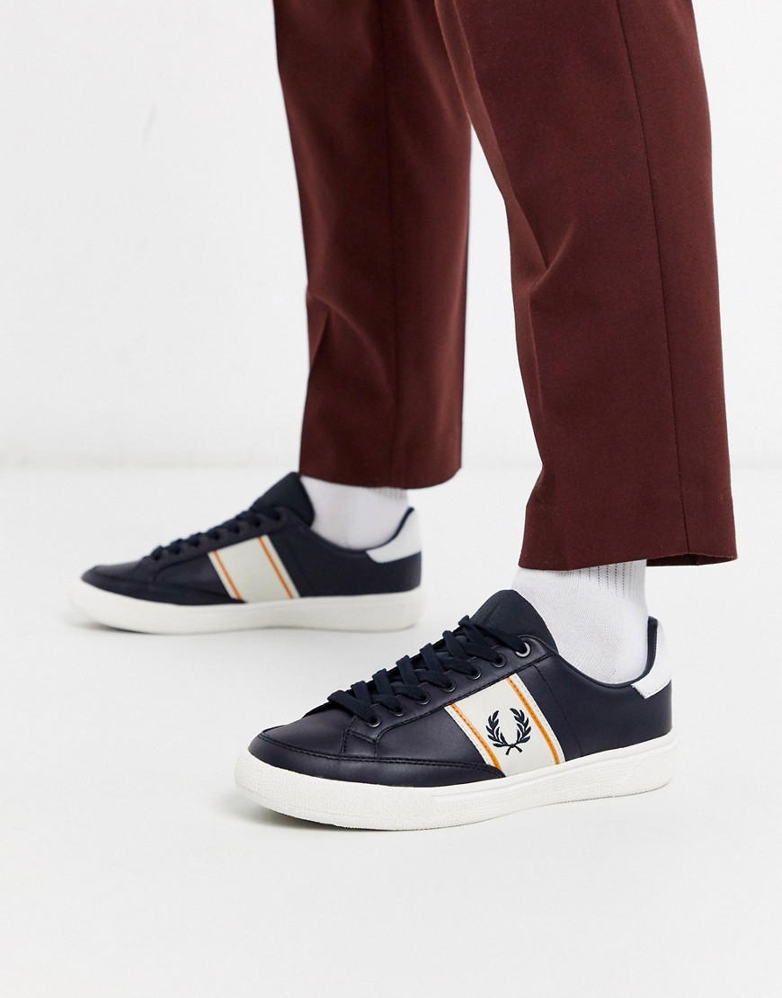 Fred Perry B3 leather tainers in navy