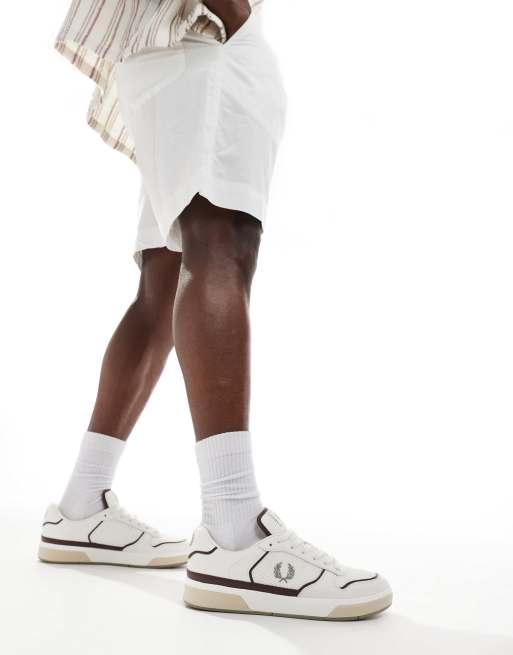 Fred Perry B300 leather and mesh sneakers in white | ASOS